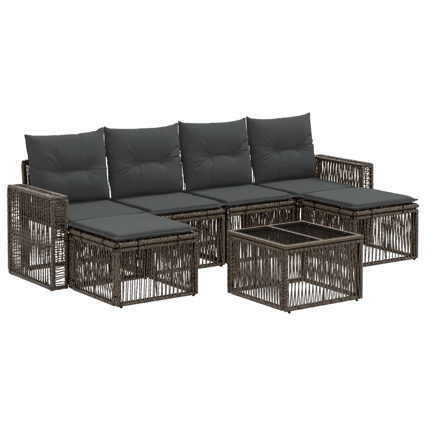Gartensofa-set 7 stk. Grau und Dunkelgrau Poly-Rattan