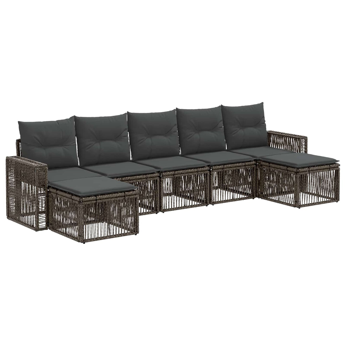 Gartensofa-set 7 stk. Grau und Dunkelgrau Poly-Rattan
