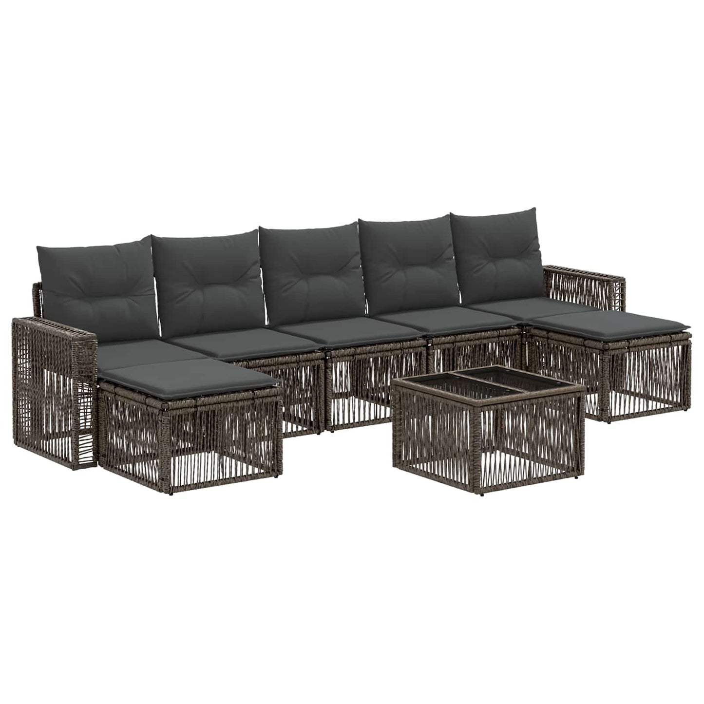 Gartensofa-set 8 stk. Grau und Dunkelgrau Poly-Rattan