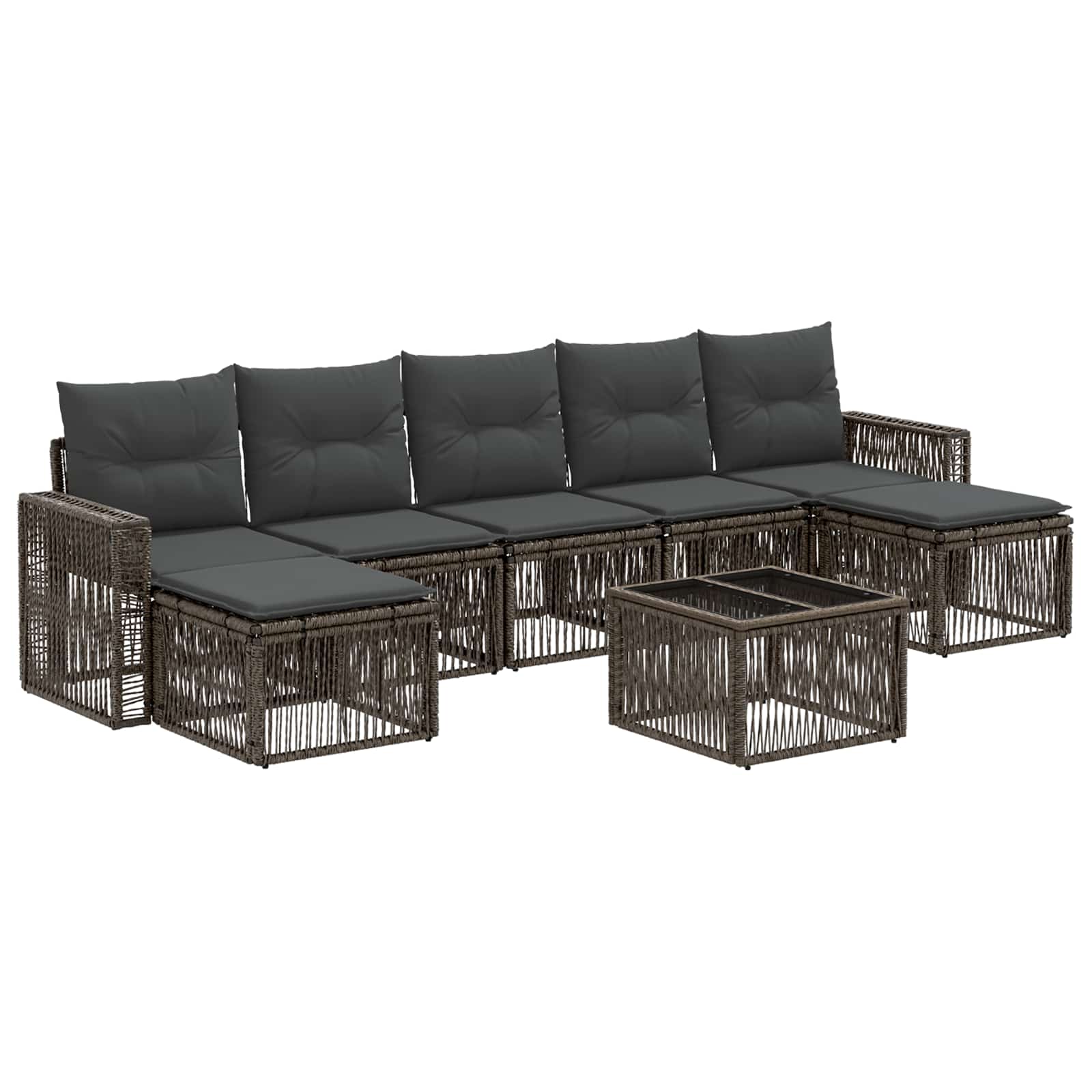 Gartensofa-set 8 stk. Grau und Dunkelgrau Poly-Rattan