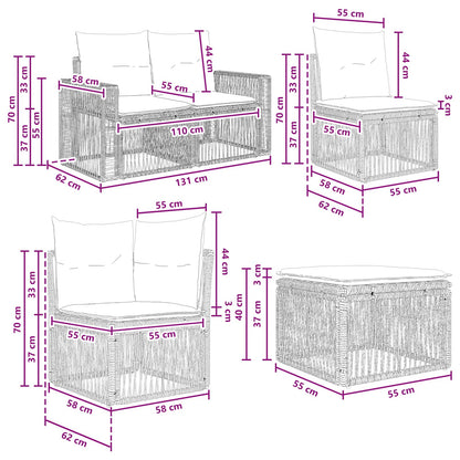 Gartensofa-set 8 stk. Schwarz und Cremeweiß Poly-Rattan