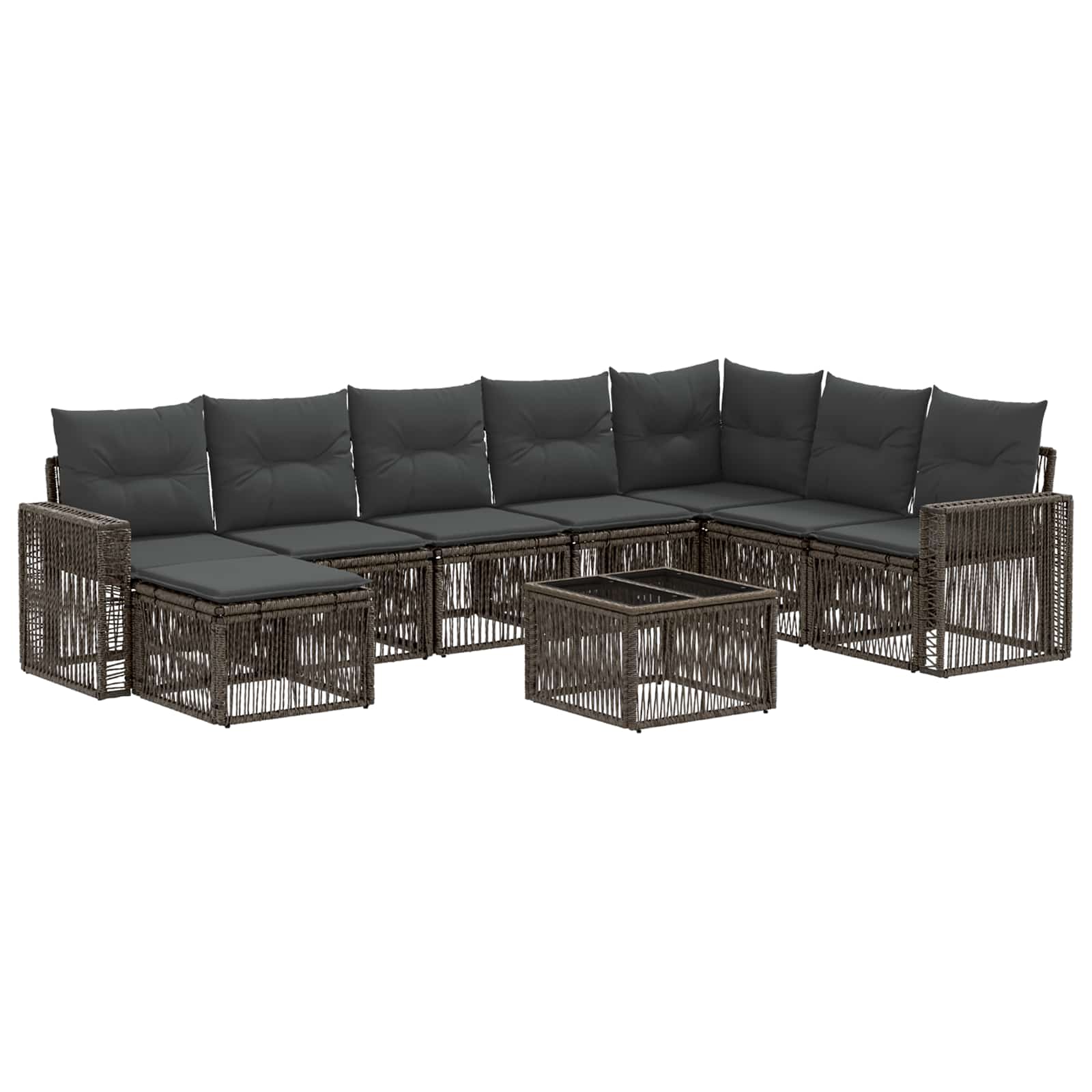 Gartensofa-set 9 stk. Grau und Dunkelgrau Poly-Rattan