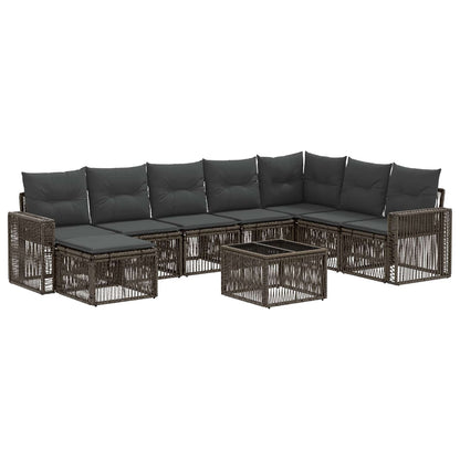 Gartensofa-set 9 stk. Grau und Dunkelgrau Poly-Rattan