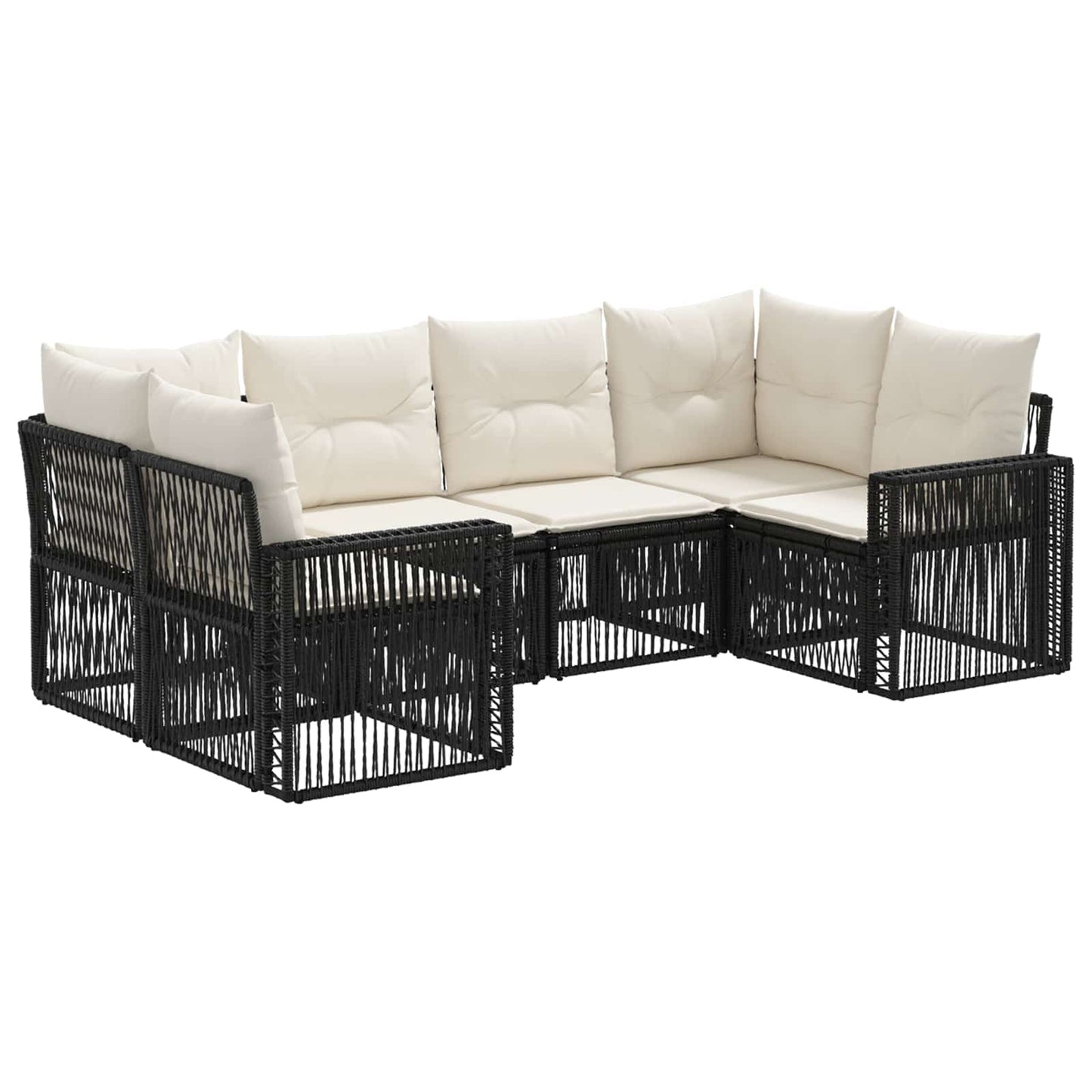Gartensofa-set 6 stk. 6-Sitzanzahl Schwarz und Cremeweiß