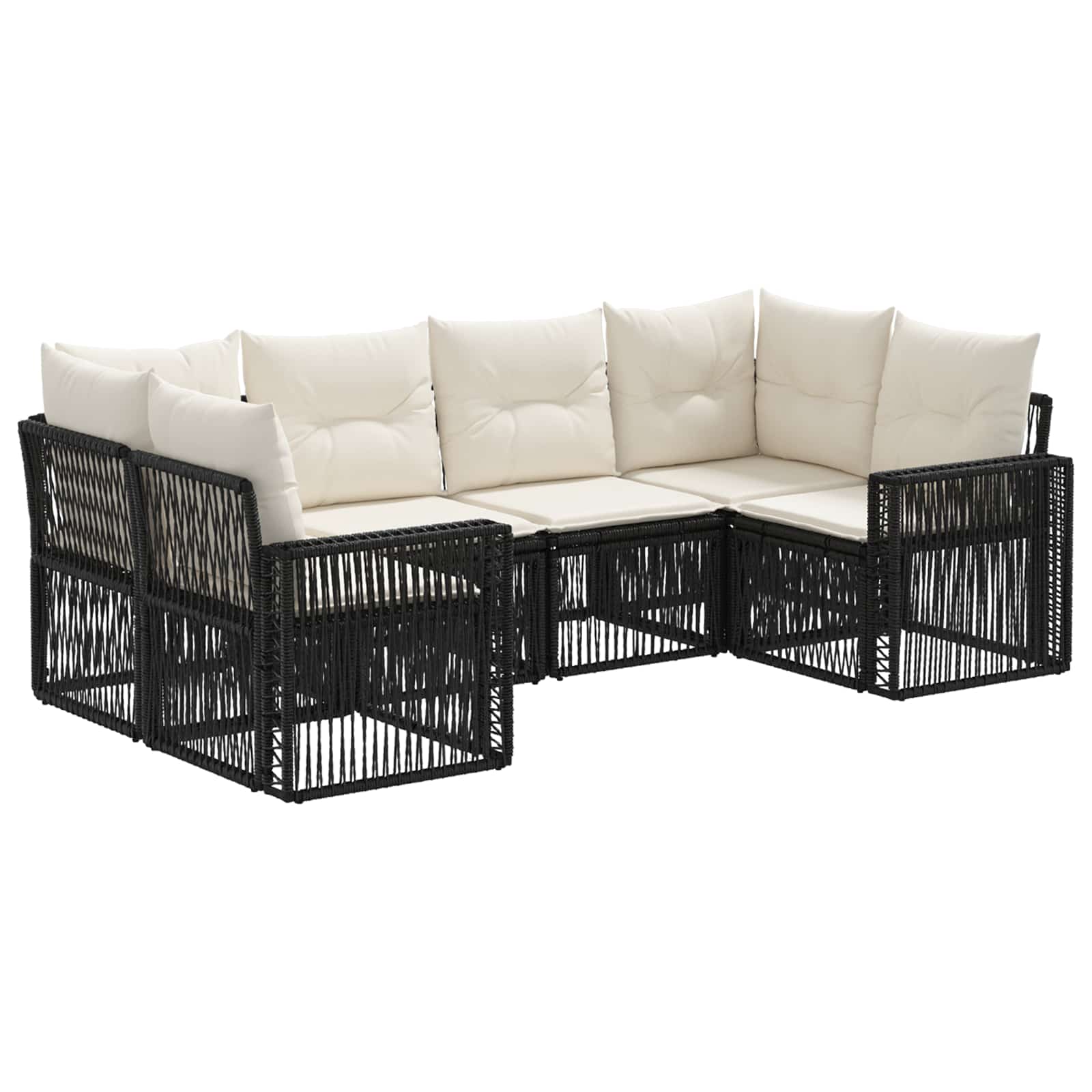 Gartensofa-set 6 stk. 6-Sitzanzahl Schwarz und Cremeweiß