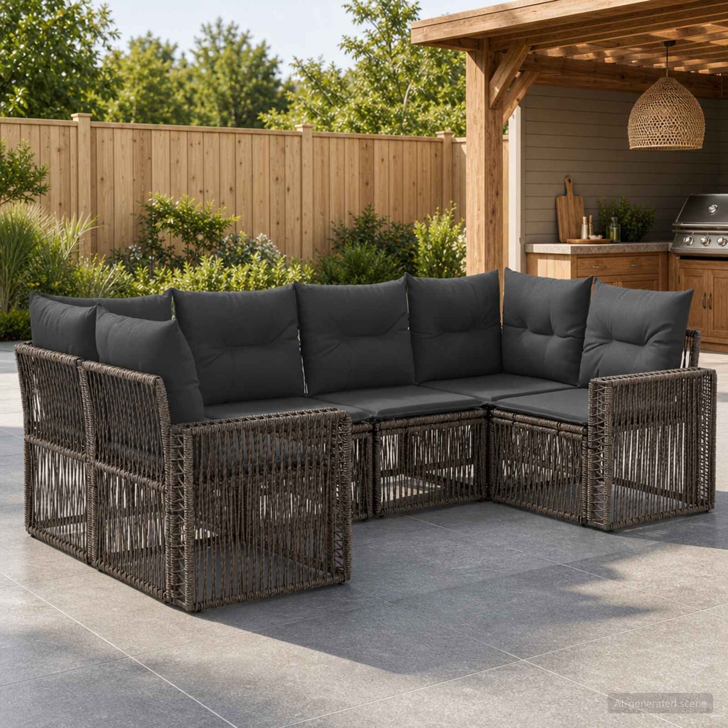 Gartensofa-set 6 stk. 6-Sitzanzahl Grau und Dunkelgrau