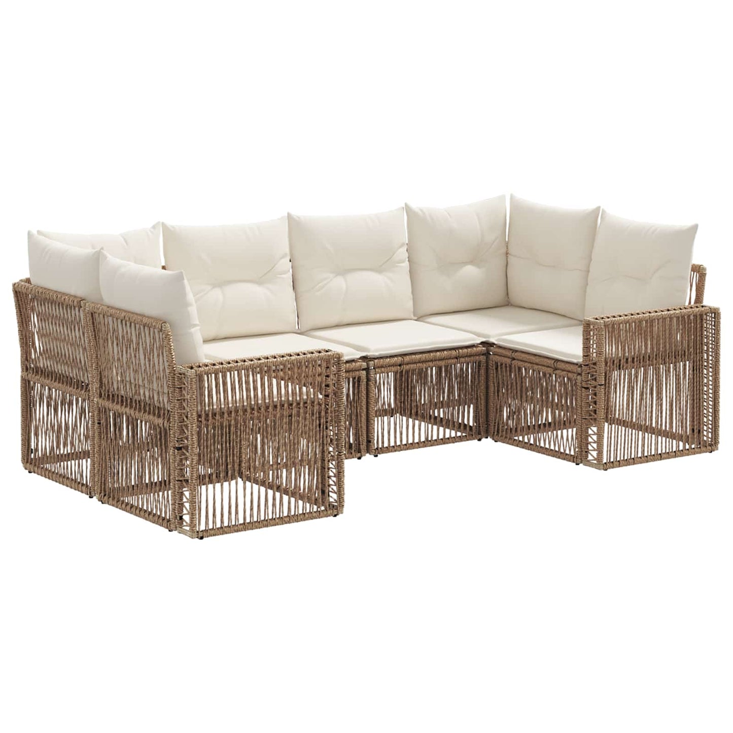Gartensofa-set 6 stk. 6-Sitzanzahl Beige und Cremeweiß