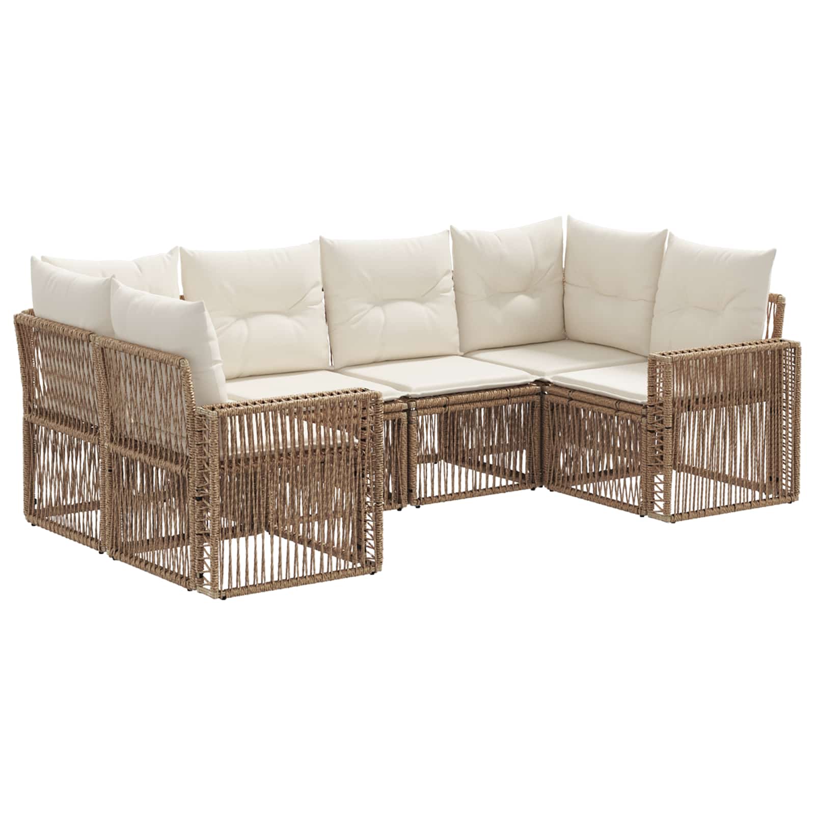 Gartensofa-set 6 stk. 6-Sitzanzahl Beige und Cremeweiß