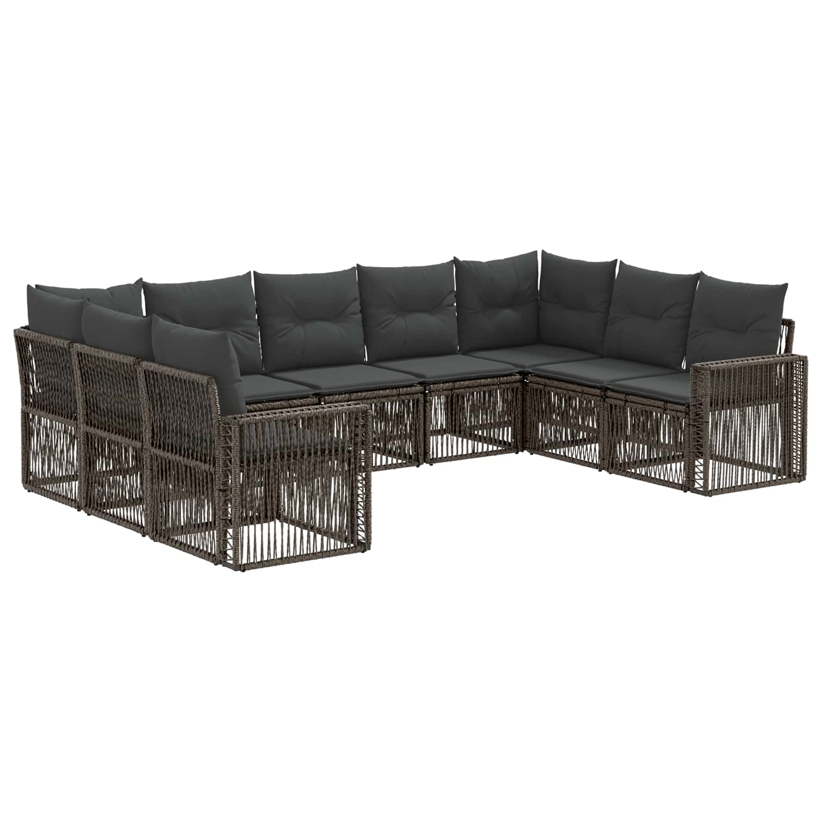 Gartensofa-set 9 stk. Grau und Dunkelgrau Poly-Rattan