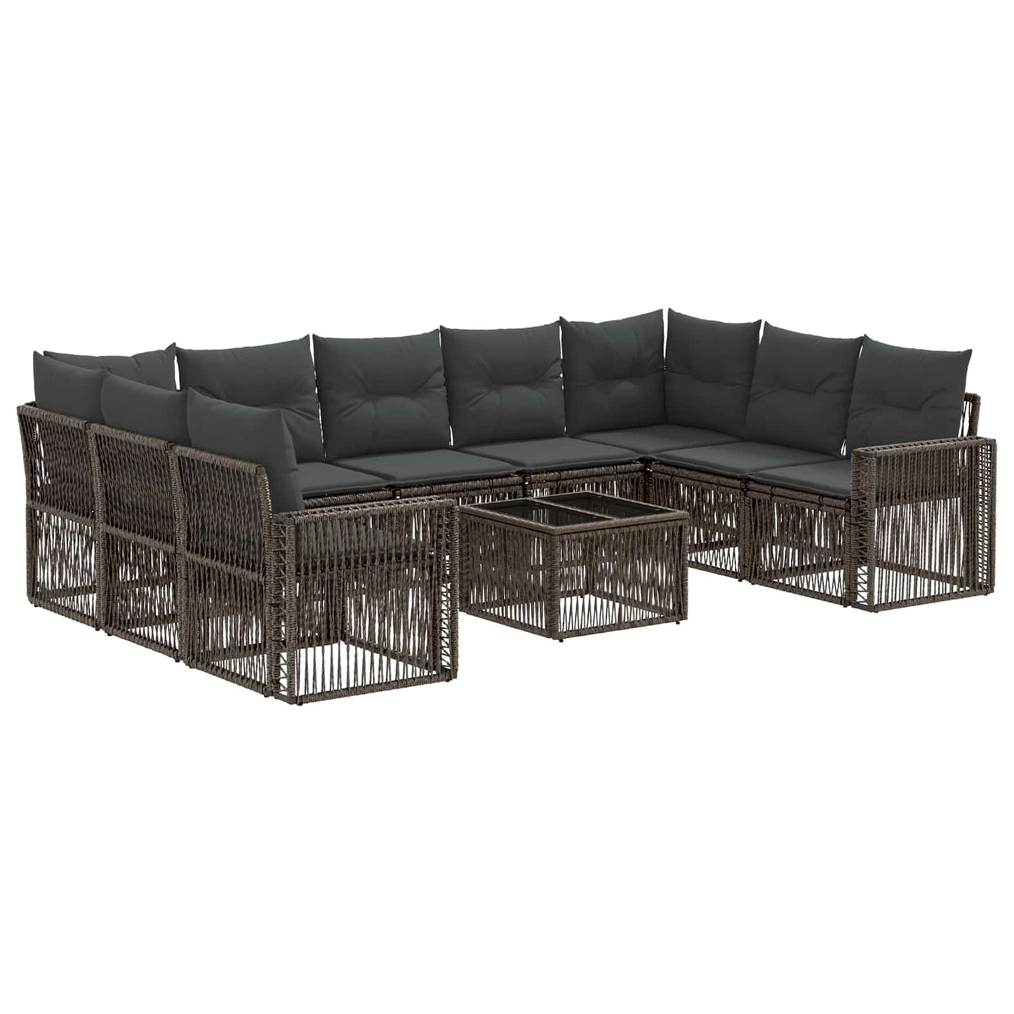 Gartensofa-set 10 stk. Grau und Dunkelgrau Poly-Rattan