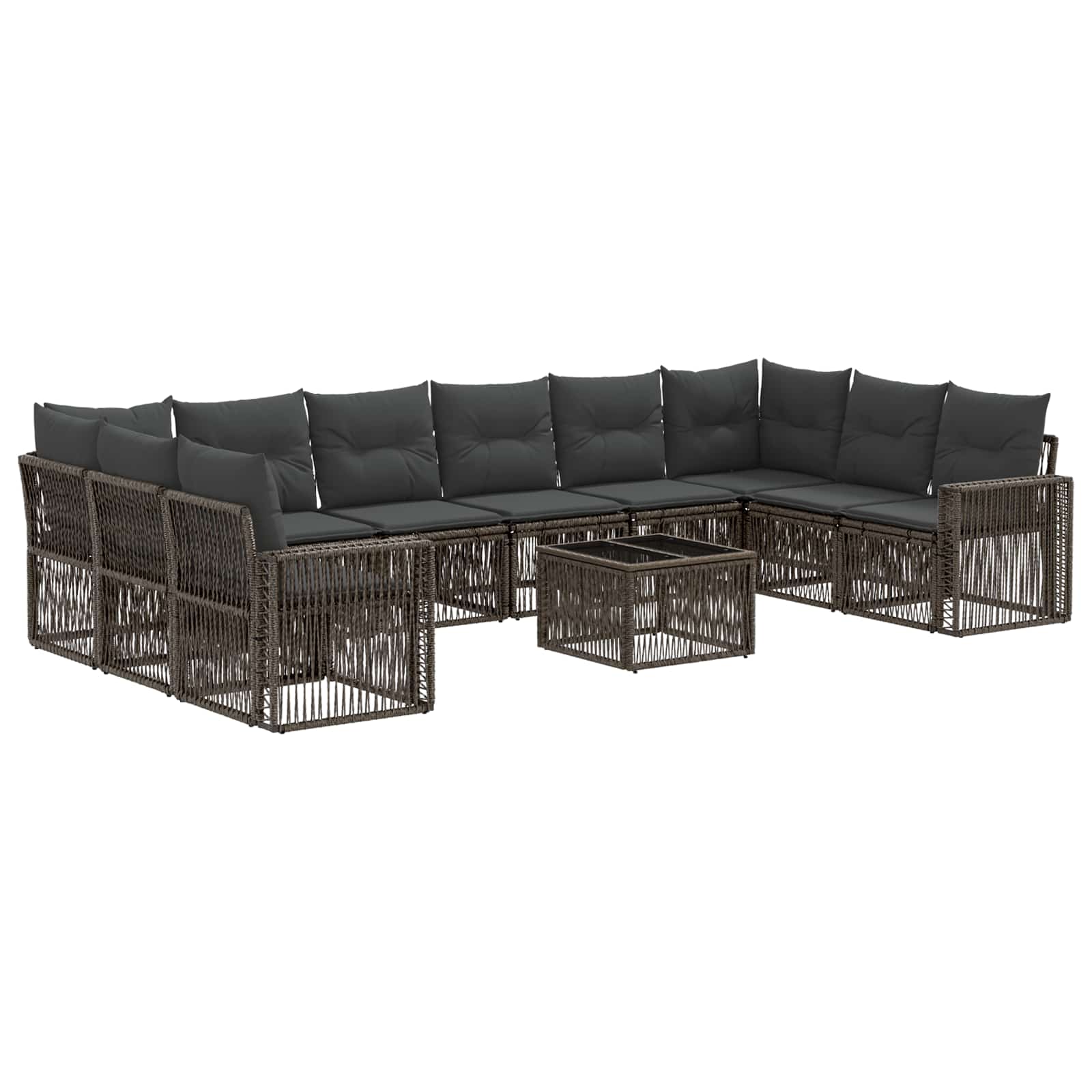 Gartensofa-set 11 stk. Grau und Dunkelgrau Poly-Rattan