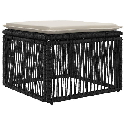 Gartensofa-set 9 stk. Schwarz und Cremeweiß Poly-Rattan