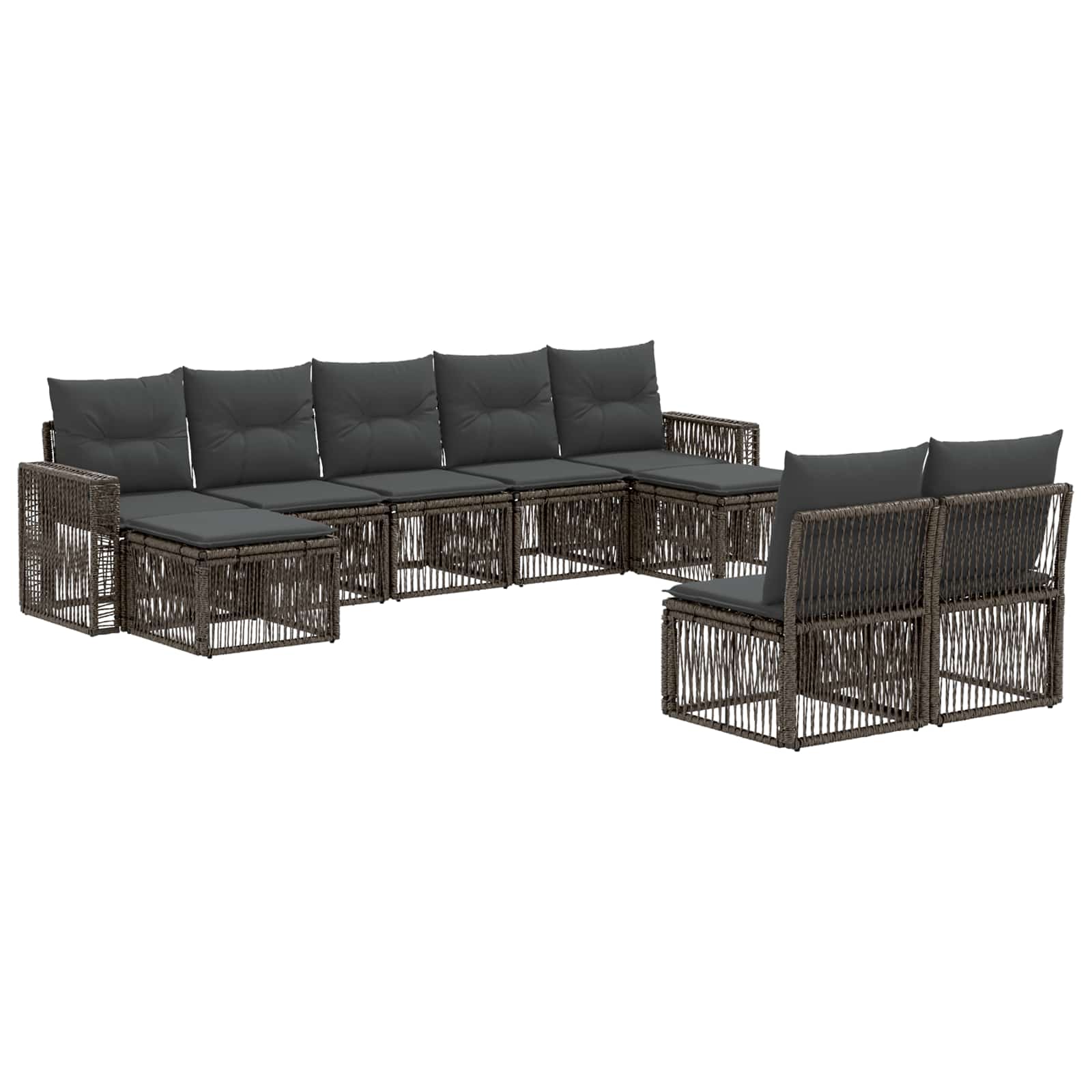 Gartensofa-set 9 stk. Grau und Dunkelgrau Poly-Rattan