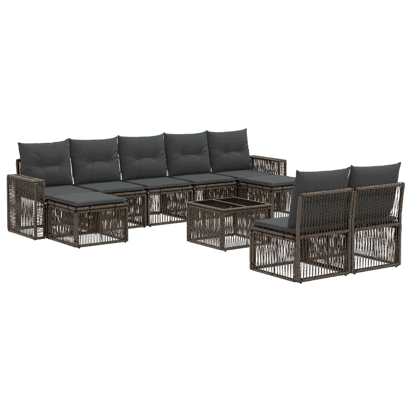 Gartensofa-set 10 stk. Grau und Dunkelgrau Poly-Rattan