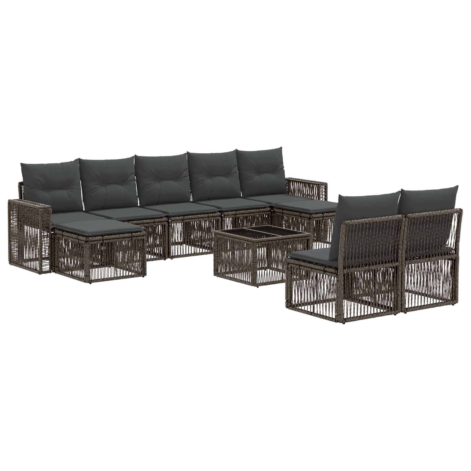 Gartensofa-set 10 stk. Grau und Dunkelgrau Poly-Rattan