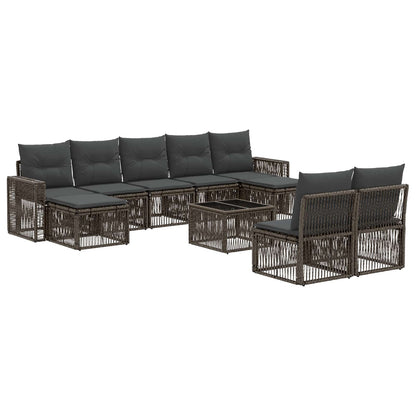 Gartensofa-set 10 stk. Grau und Dunkelgrau Poly-Rattan