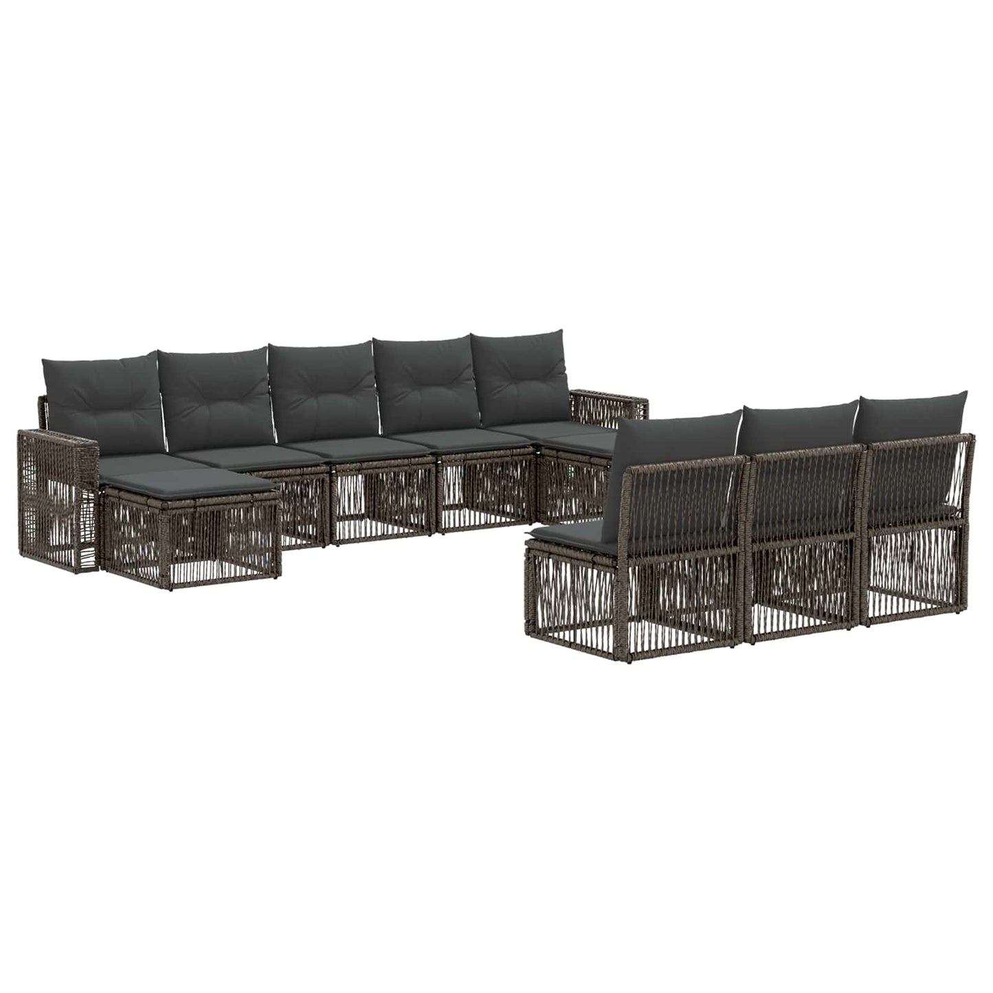Gartensofa-set 10 stk. Grau und Dunkelgrau Poly-Rattan