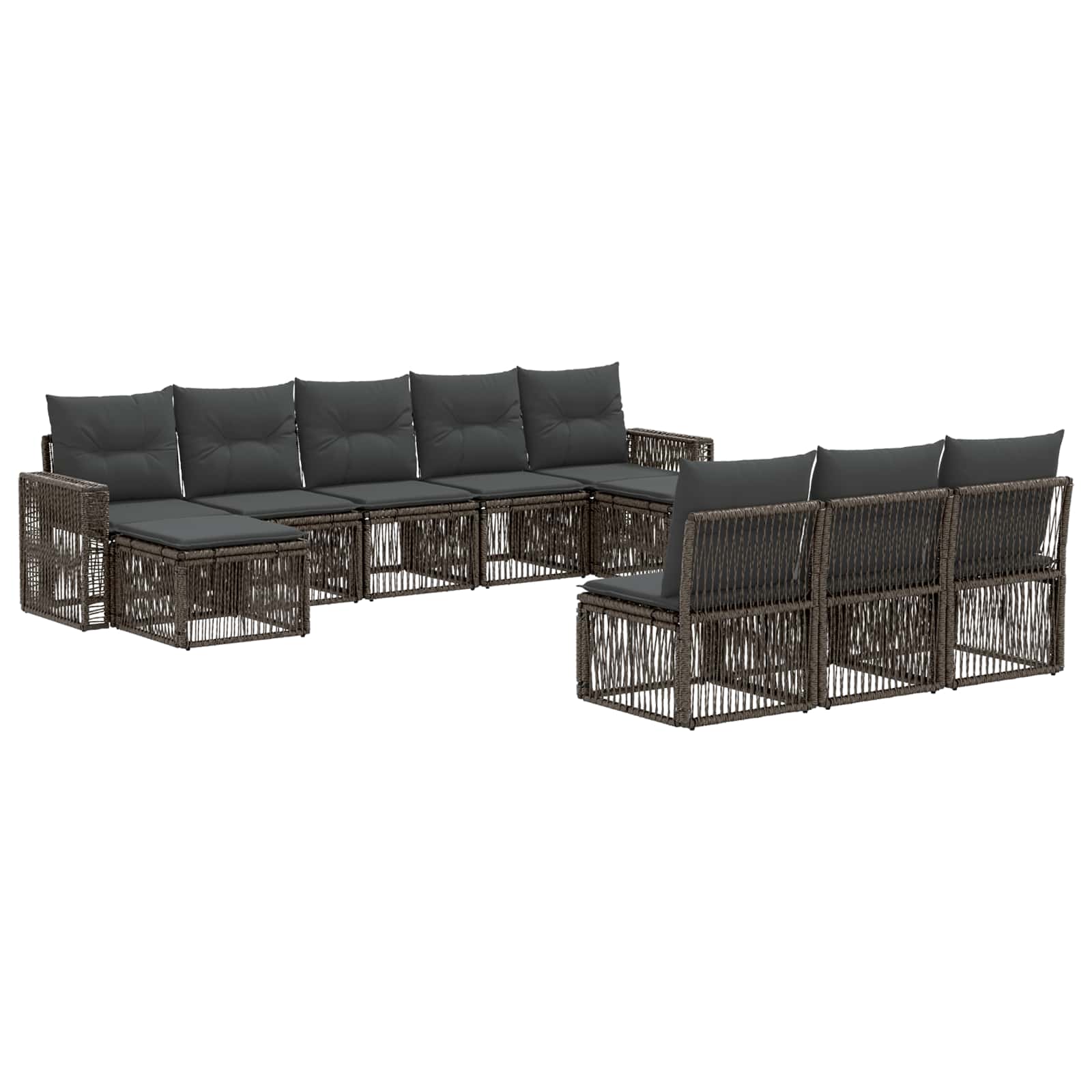 Gartensofa-set 10 stk. Grau und Dunkelgrau Poly-Rattan