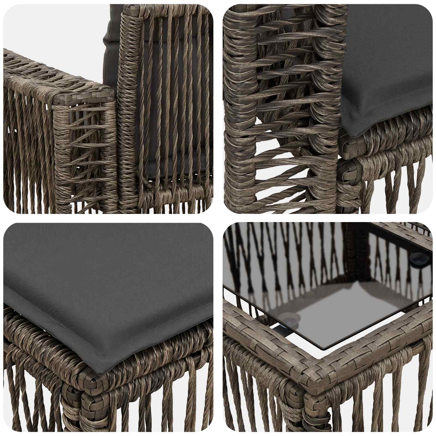 Gartensofa-set 11 stk. Grau und Dunkelgrau Poly-Rattan