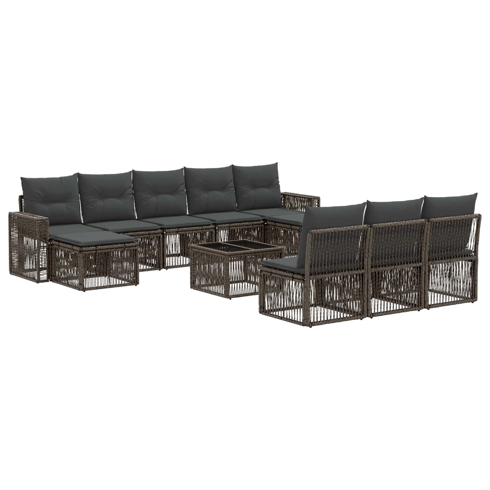 Gartensofa-set 11 stk. Grau und Dunkelgrau Poly-Rattan