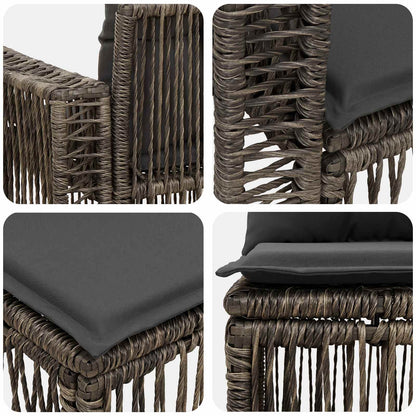 Gartensofa-set 9 stk. Grau und Dunkelgrau Poly-Rattan