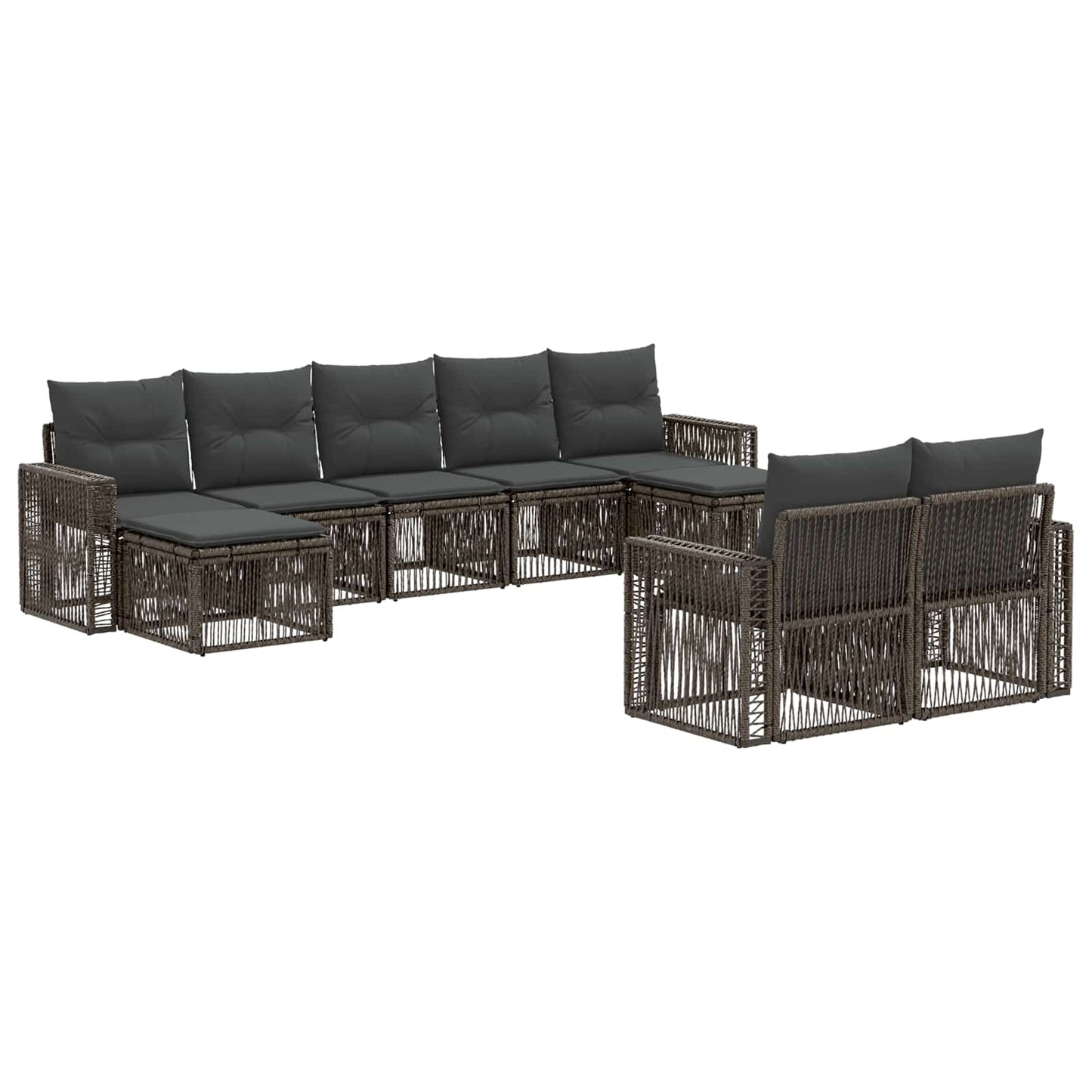 Gartensofa-set 9 pcs Grau und Dunkelgrau Poly-Rattan