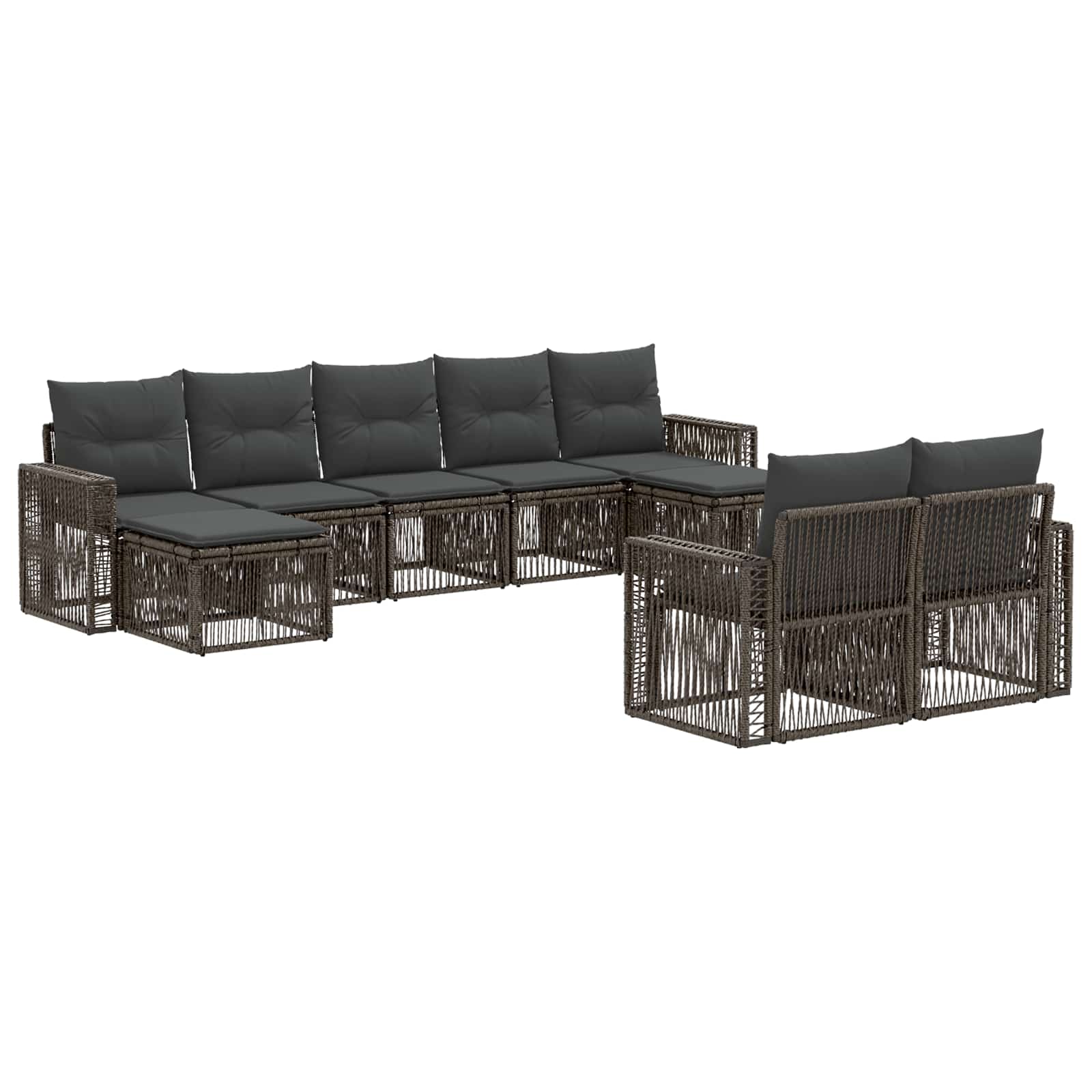 Gartensofa-set 9 stk. Grau und Dunkelgrau Poly-Rattan