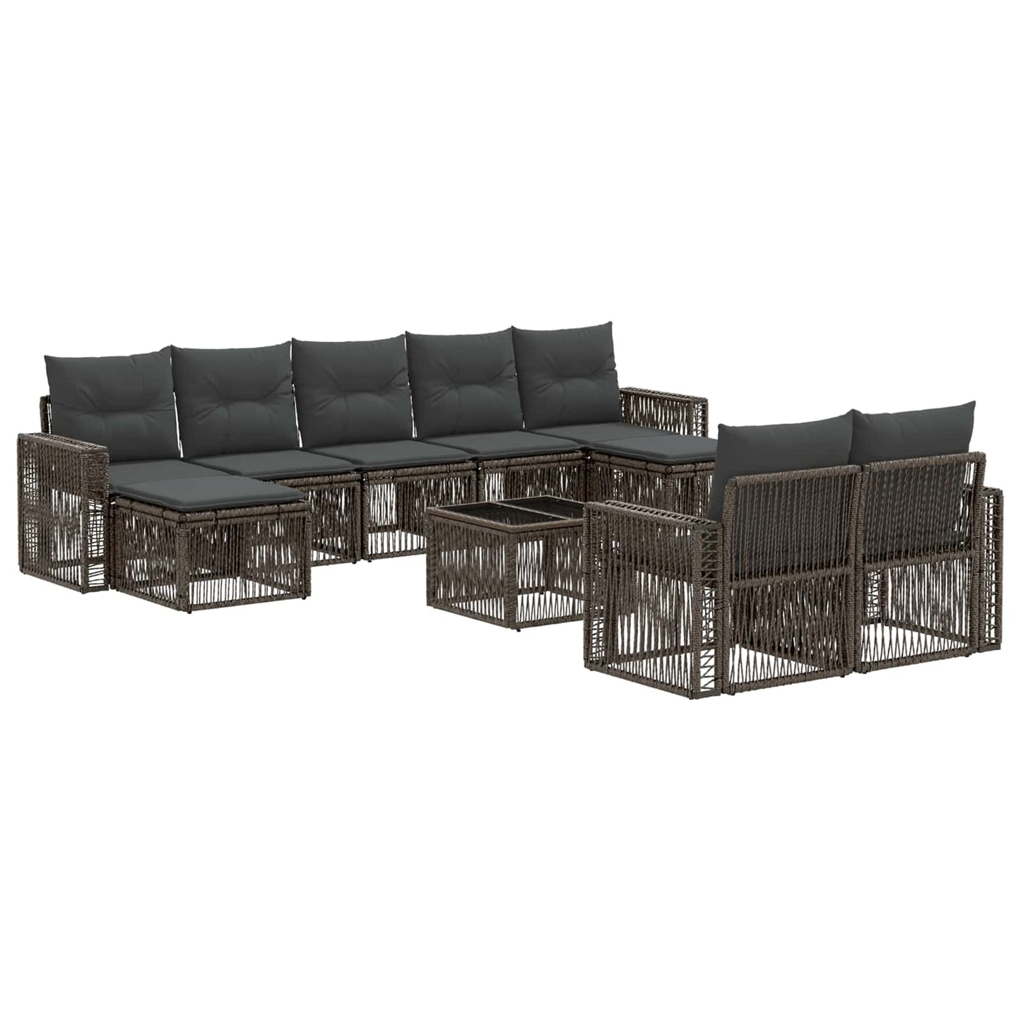 Gartensofa-set 10 stk. Grau und Dunkelgrau Poly-Rattan