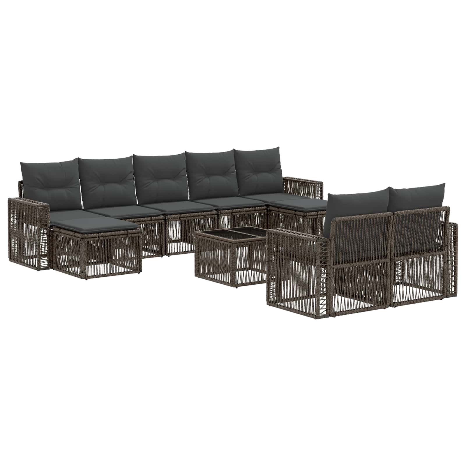 Gartensofa-set 10 stk. Grau und Dunkelgrau Poly-Rattan