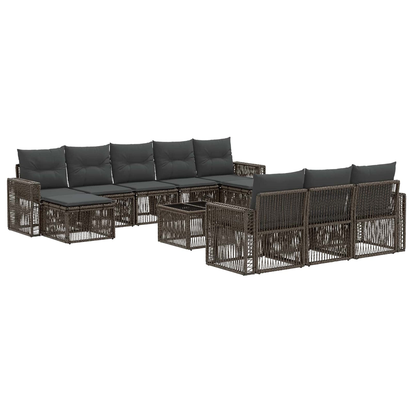 Gartensofa-set 11 pcs Grau und Dunkelgrau Poly-Rattan