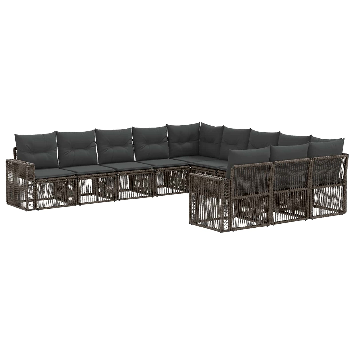 Gartensofa-set 11 pcs Grau und Dunkelgrau Poly-Rattan