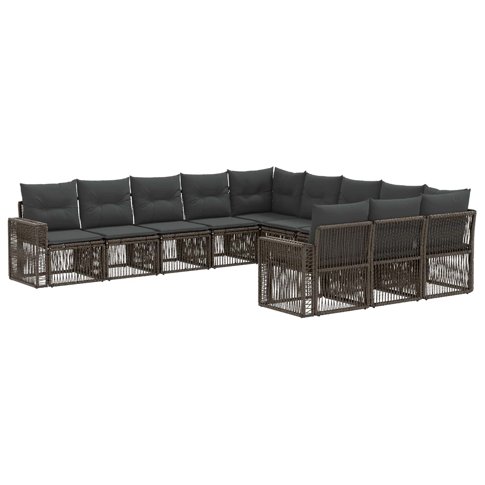 Gartensofa-set 11 pcs Grau und Dunkelgrau Poly-Rattan