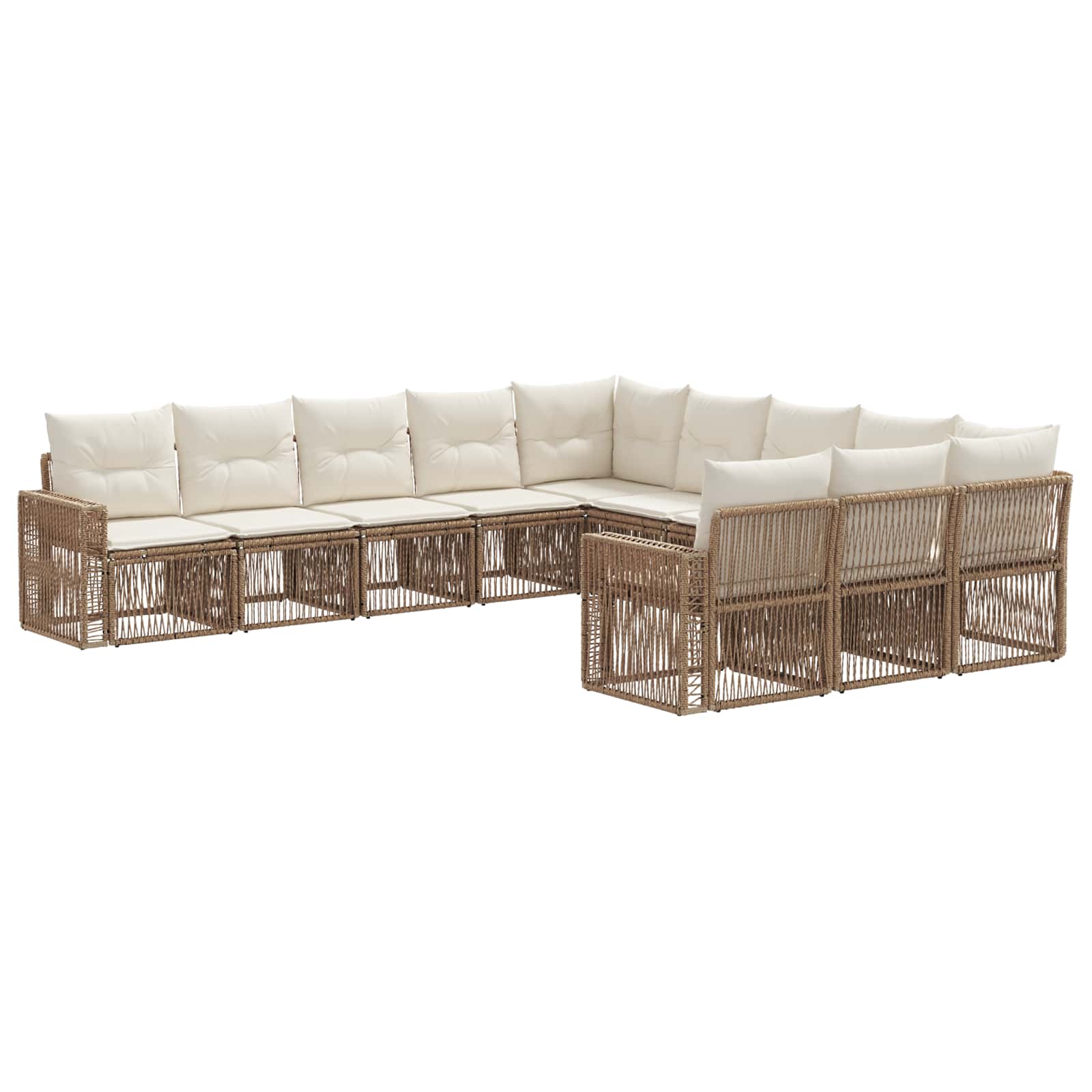 Gartensofa-set 11 pcs Beige und Cremeweiß Poly-Rattan