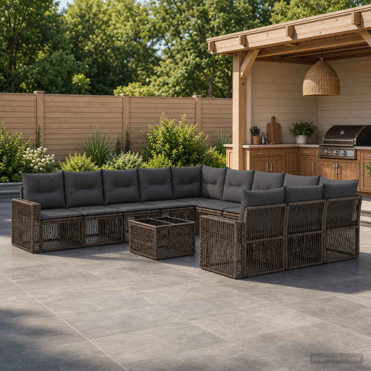 Gartensofa-set 12 stk. Grau und Dunkelgrau Poly-Rattan