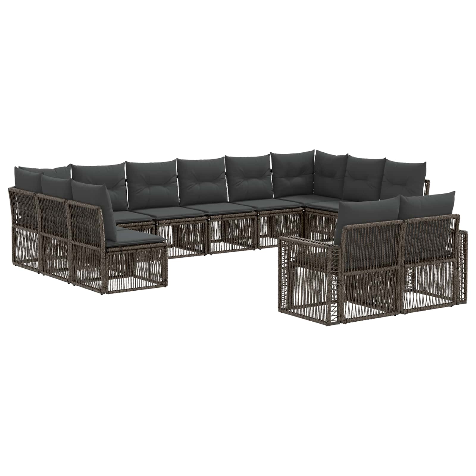 Gartensofa-set 12 stk. Grau und Dunkelgrau Poly-Rattan