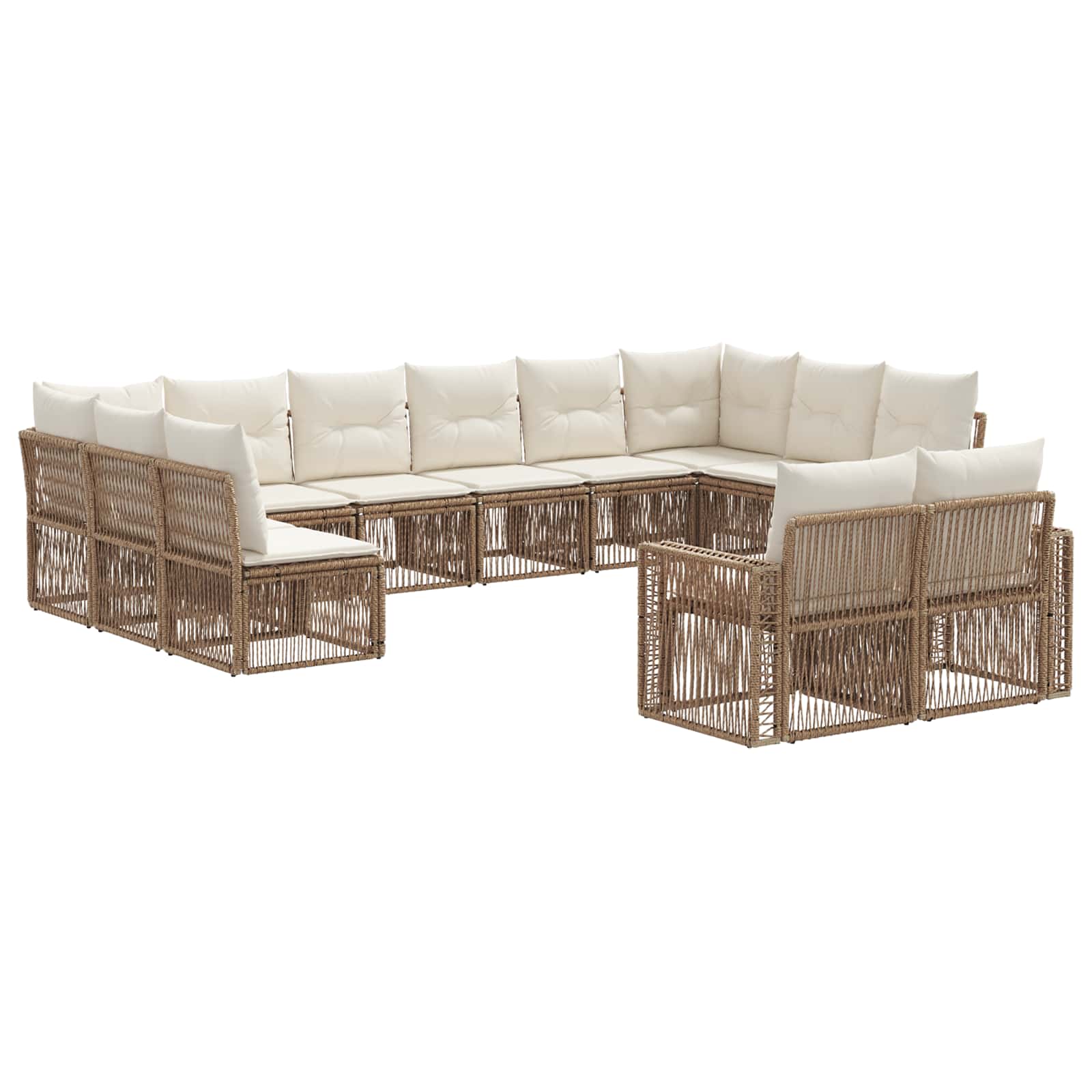 Gartensofa-set 12 pcs Beige und Cremeweiß Poly-Rattan
