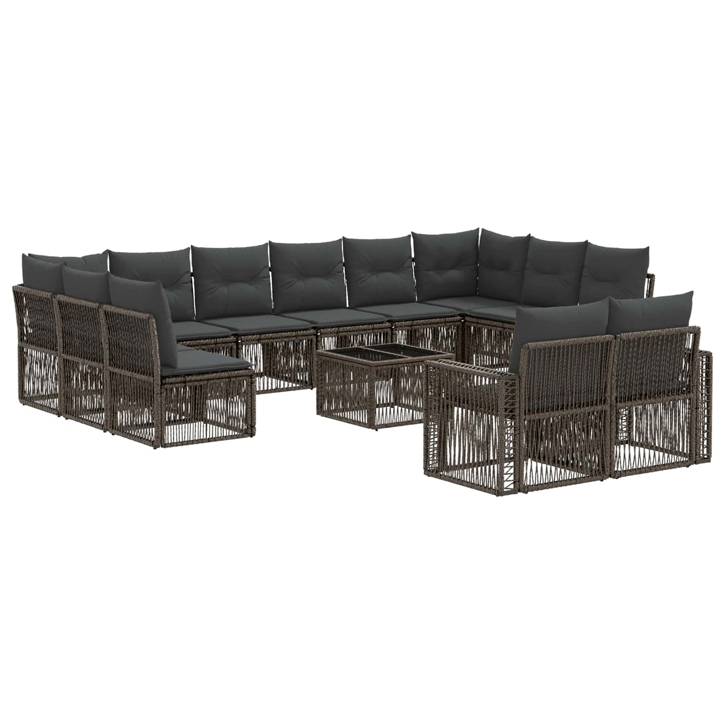 Gartensofa-set 13 stk. Grau und Dunkelgrau Poly-Rattan