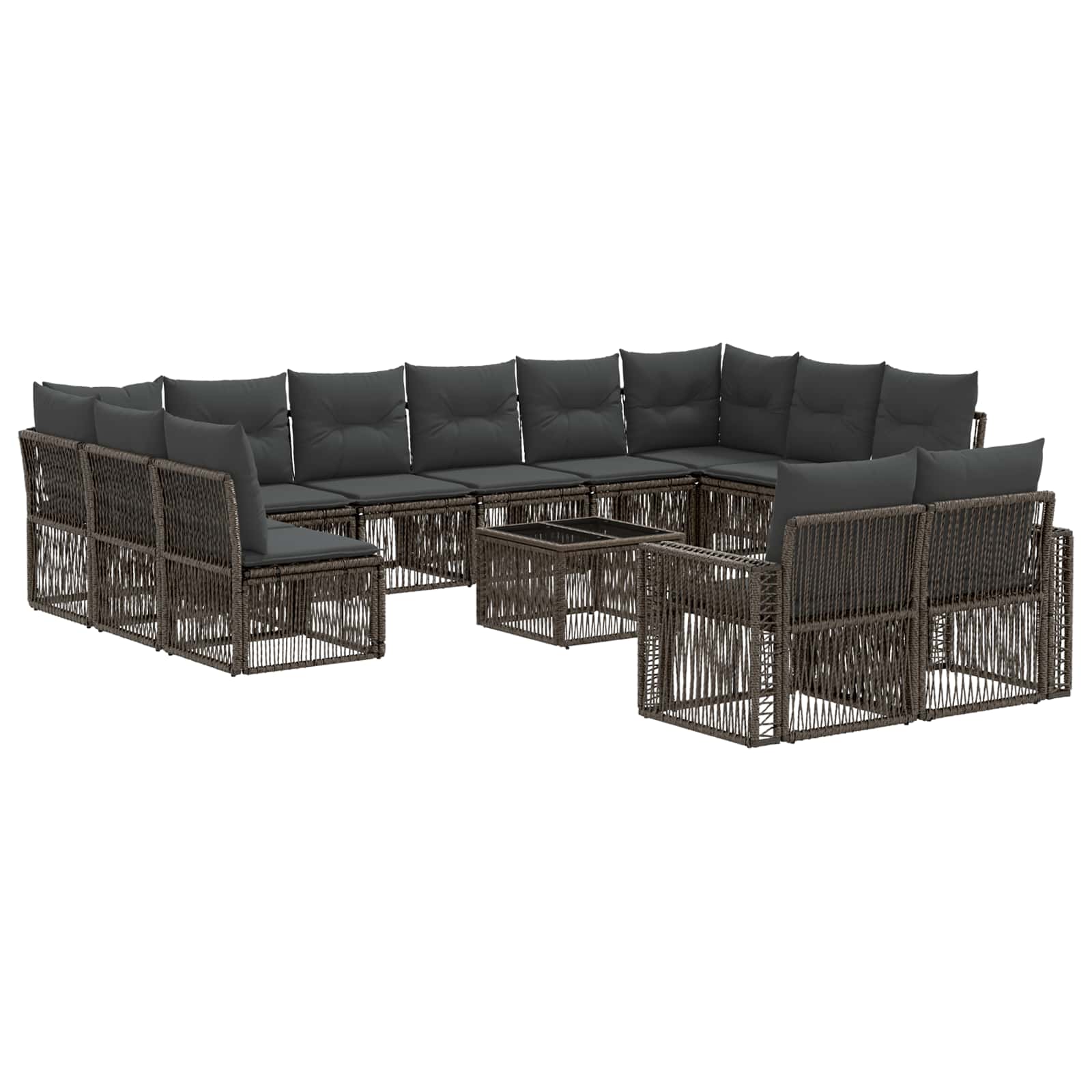 Gartensofa-set 13 stk. Grau und Dunkelgrau Poly-Rattan
