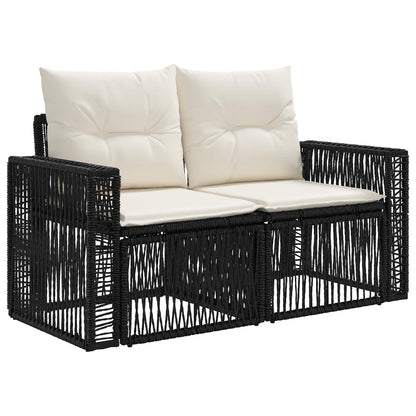 Gartensofa-set 13 stk. Schwarz und Cremeweiß Poly-Rattan