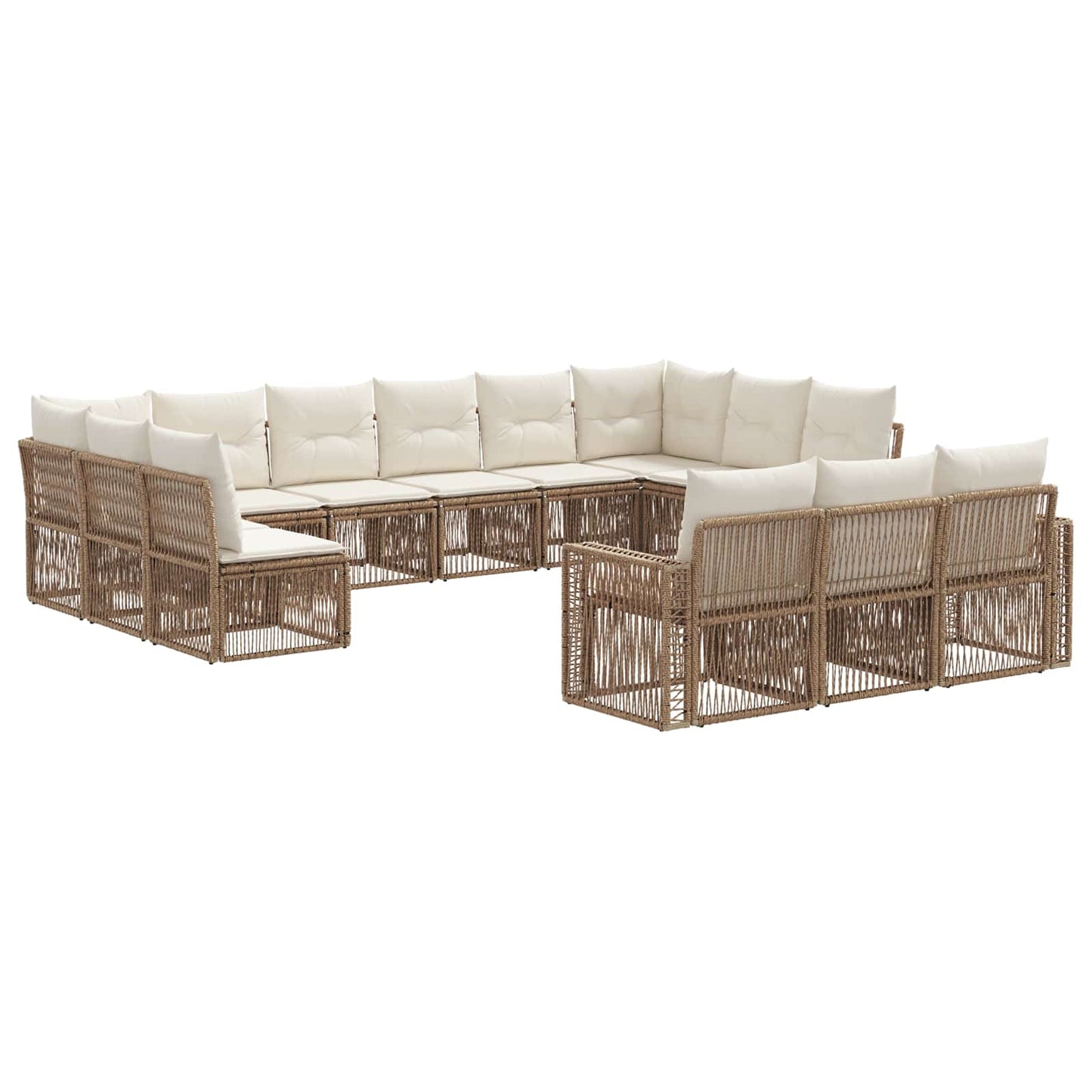 Gartensofa-set 13 pcs Beige und Cremeweiß Poly-Rattan