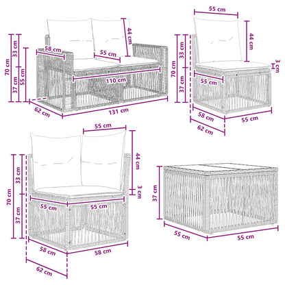 Gartensofa-set 14 stk. Schwarz und Cremeweiß Poly-Rattan