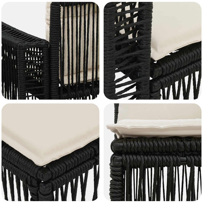 Gartensofa-set 12 stk. Schwarz und Cremeweiß Poly-Rattan