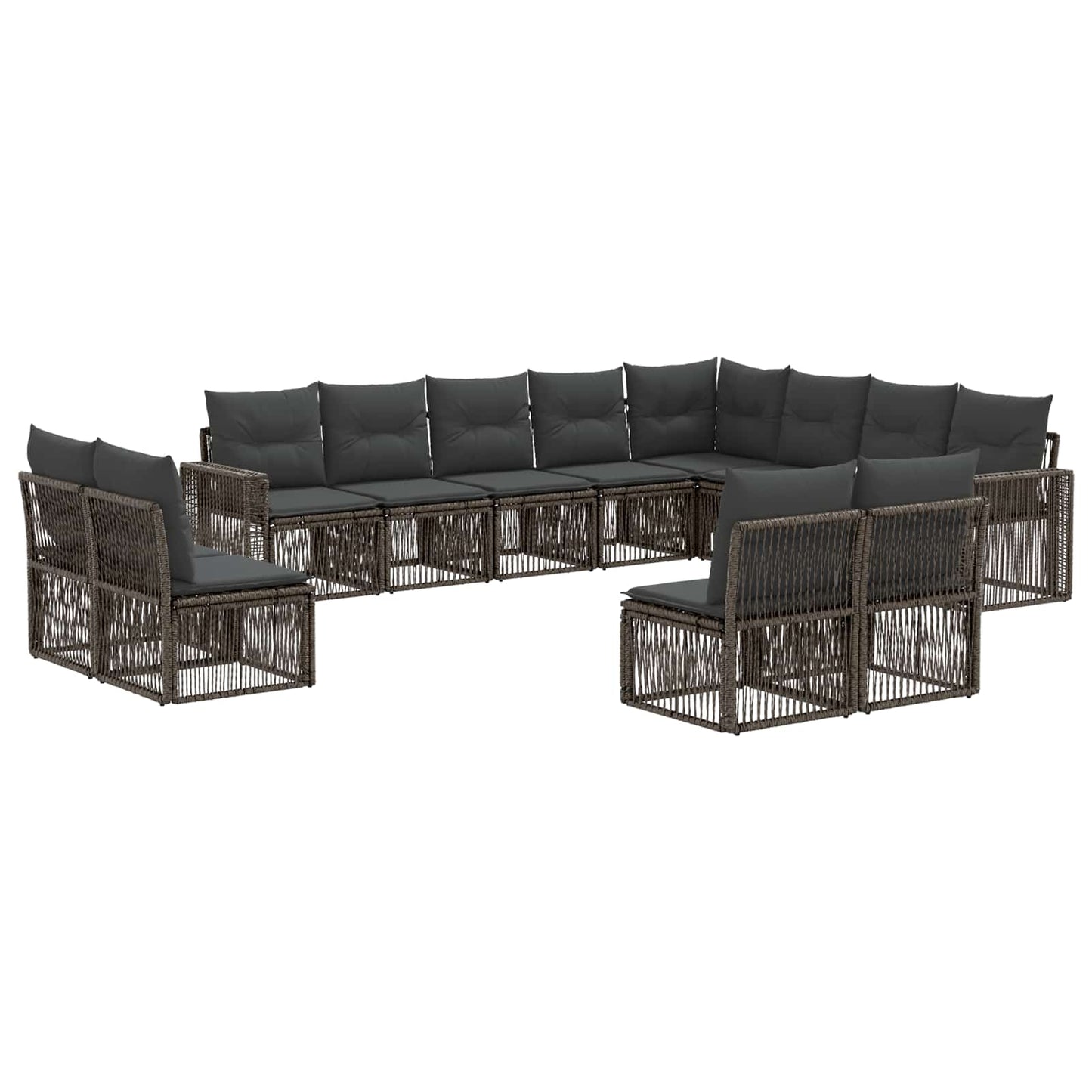 Gartensofa-set 12 stk. Grau und Dunkelgrau Poly-Rattan