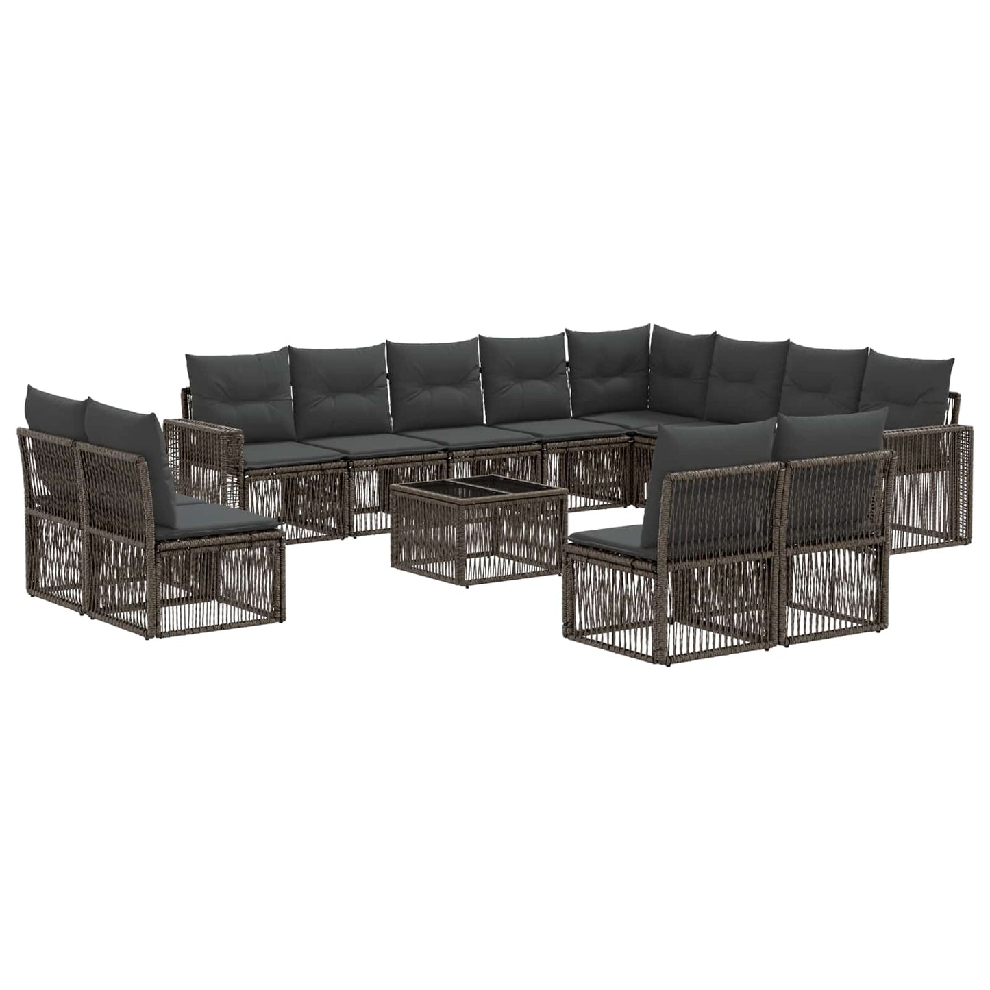 Gartensofa-set 13 stk. Grau und Dunkelgrau Poly-Rattan