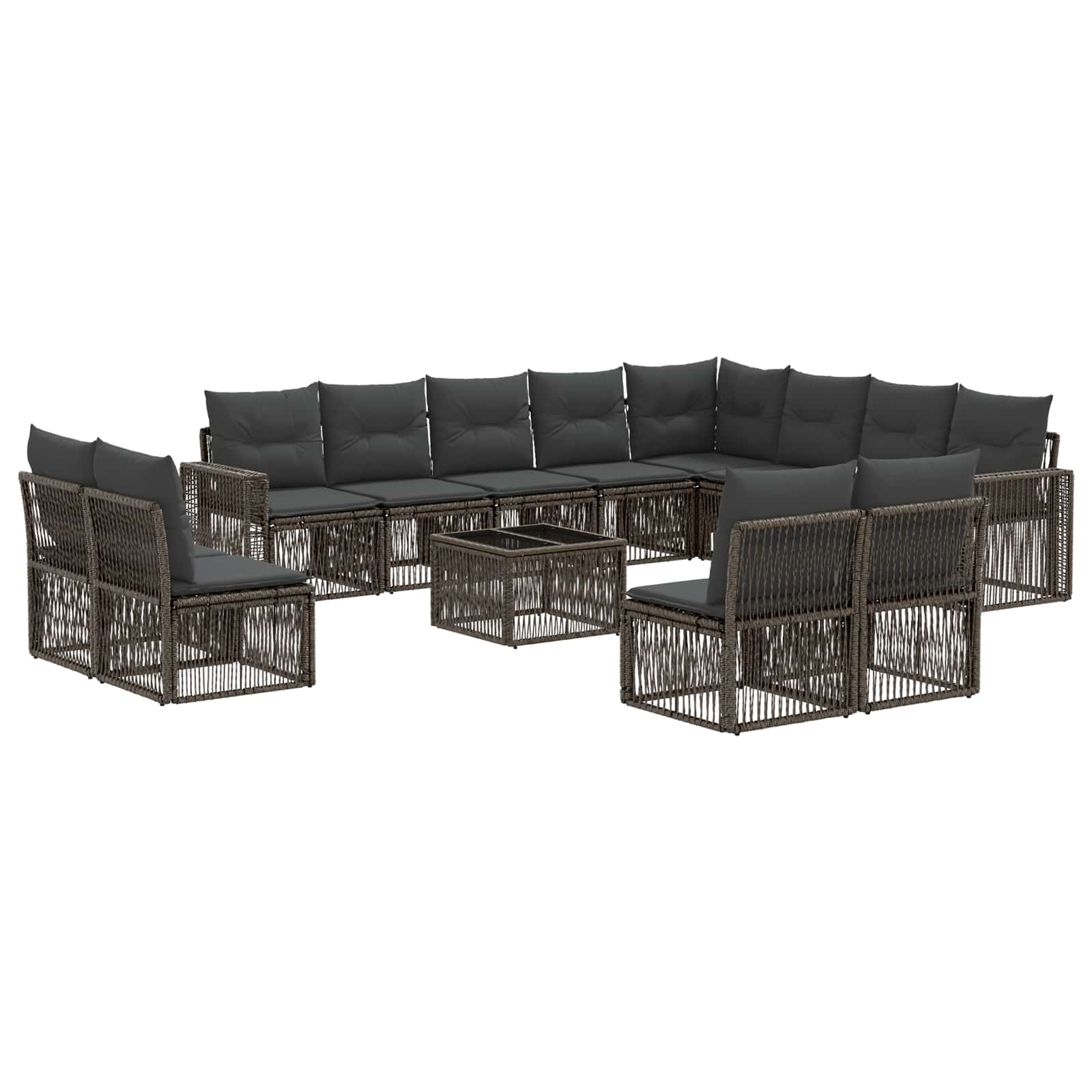 Gartensofa-set 13 stk. Grau und Dunkelgrau Poly-Rattan
