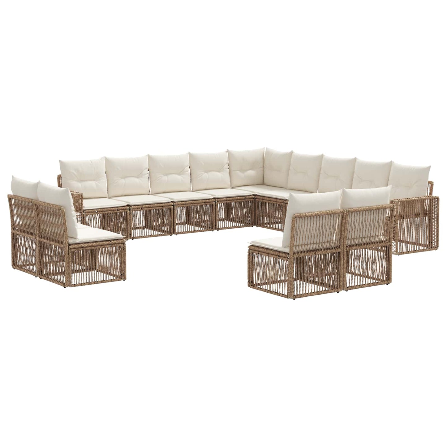 Gartensofa-set 13 pcs Beige und Cremeweiß Poly-Rattan