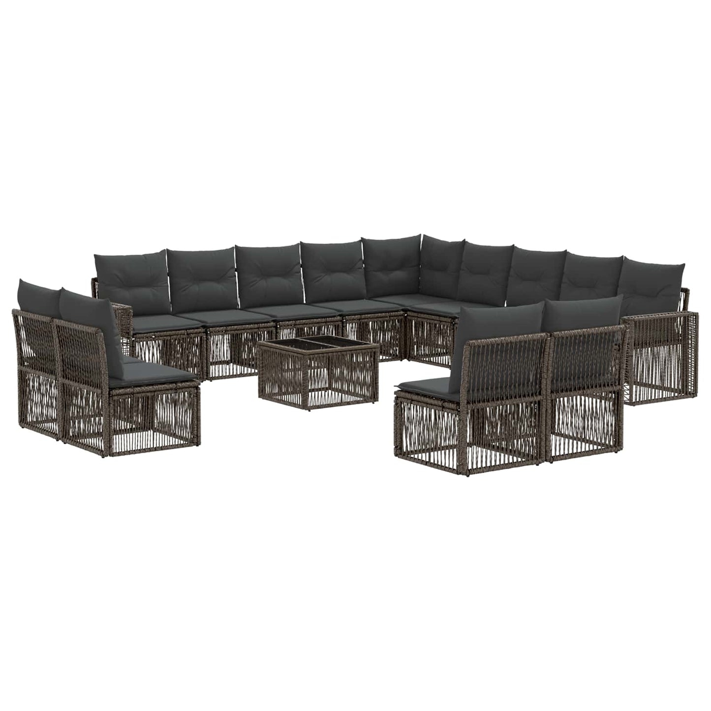 Gartensofa-set 14 stk. Grau und Dunkelgrau Poly-Rattan
