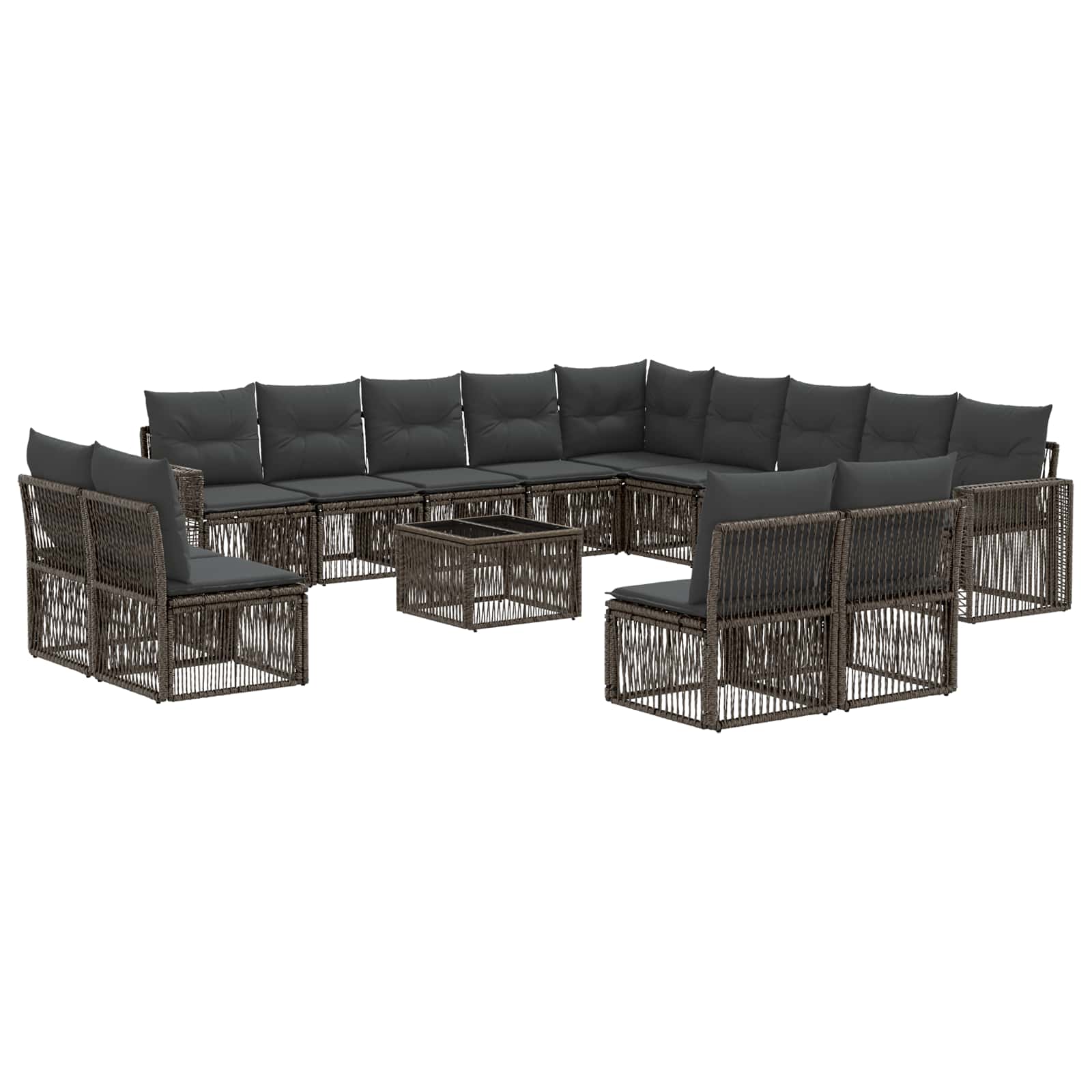Gartensofa-set 14 stk. Grau und Dunkelgrau Poly-Rattan