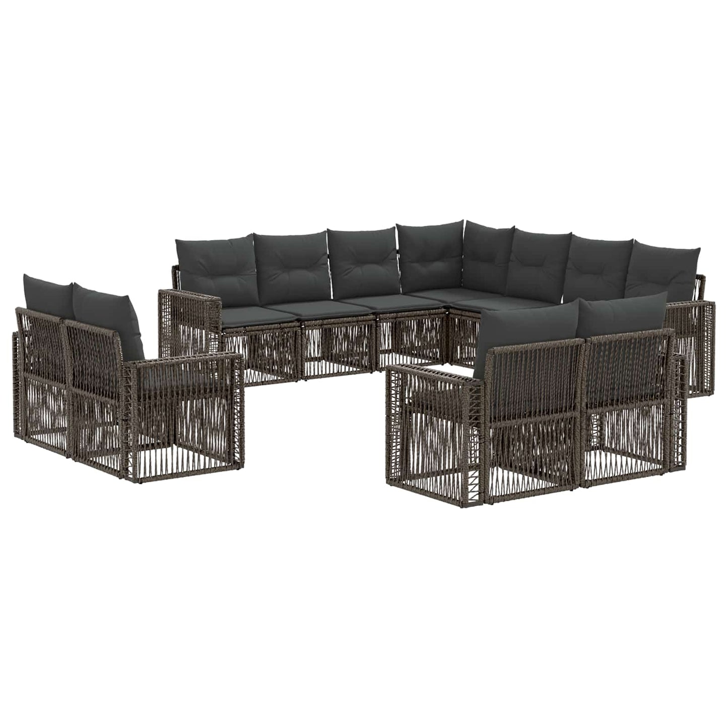 Gartensofa-set 11 pcs Grau und Dunkelgrau Poly-Rattan
