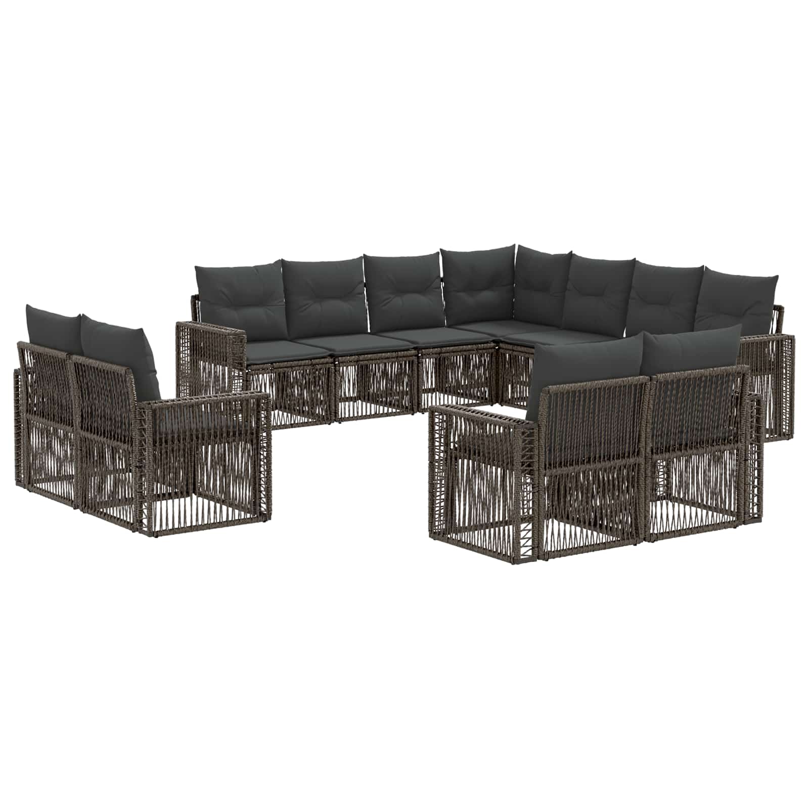 Gartensofa-set 11 pcs Grau und Dunkelgrau Poly-Rattan